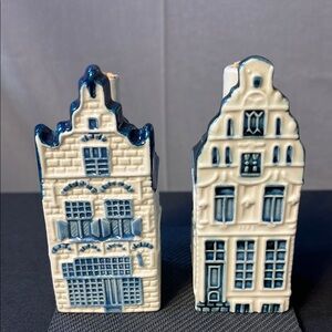 Vintage mini blue Delfts Ceramic House Figurines